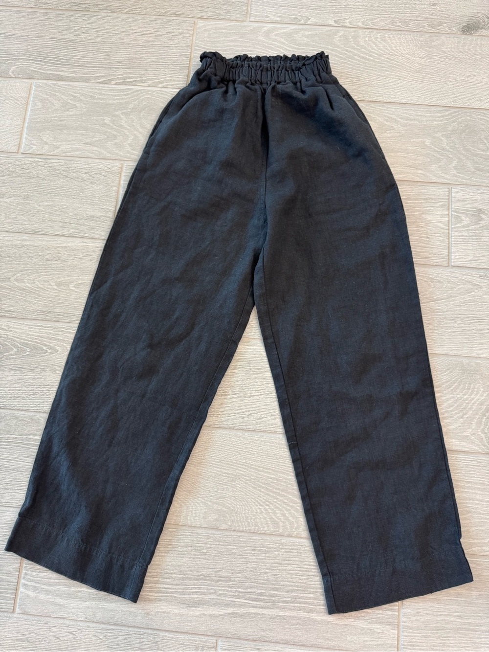 SHELTER 100% Linen Black Pull on Pants Size XXS VGUC